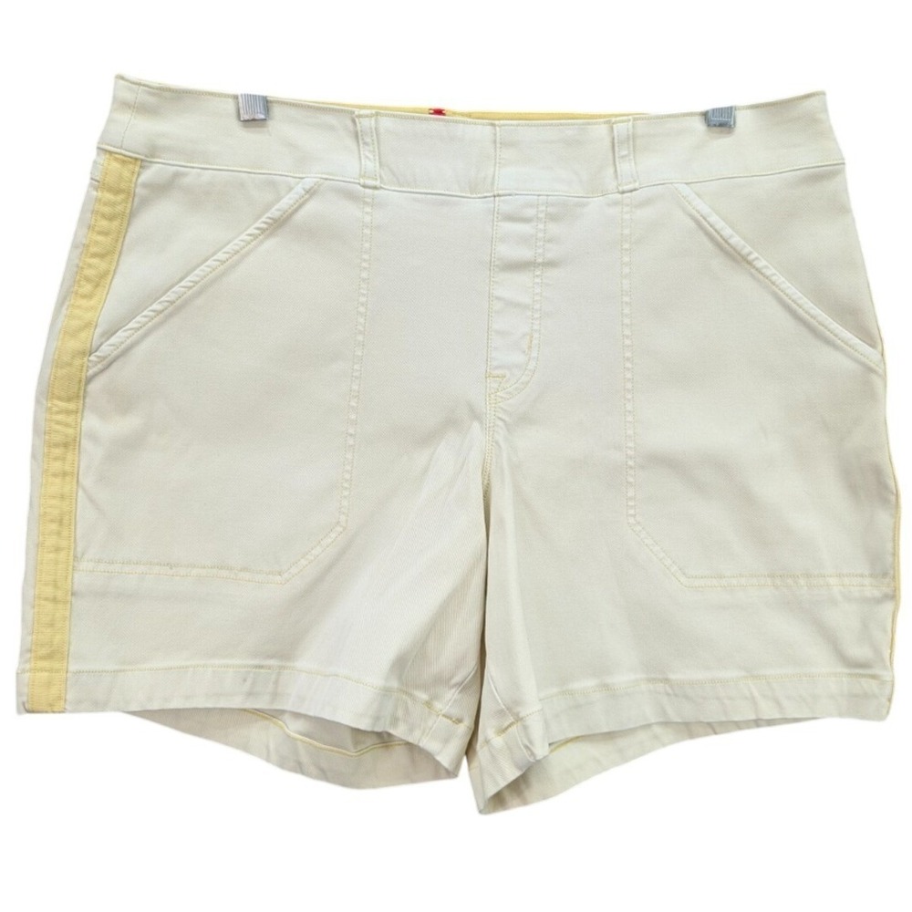 Spanx Shorts Women's Size XL Stretch‎ Twill Pull On Chino Butter Yellow Mid Rise
